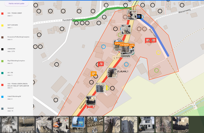 Georeferenzierte Baustellenfotos mit Statusverfolgung auf der Karte